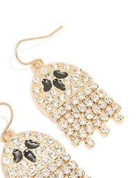 Gold Diamante Mini Ghost Drop Earrings