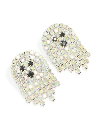 Silver Diamante Ghost Drop Earrings