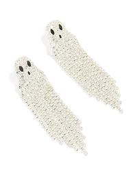 Silver Diamante Cupchain Ghost Drop Earrings