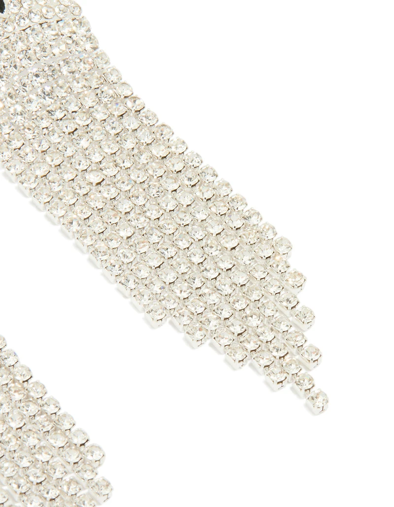 Silver Diamante Cupchain Ghost Drop Earrings