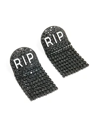 Black Coated Metal RIP Drop Earrings