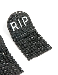 Black Coated Metal RIP Drop Earrings