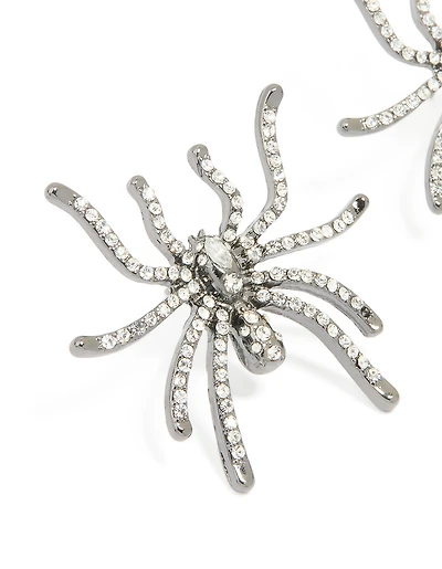 Gunmetal Large Spider Stud Earrings