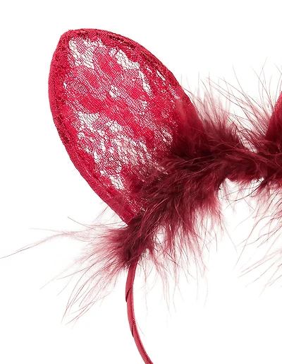Red Lacy Fluffy Fabric Headband