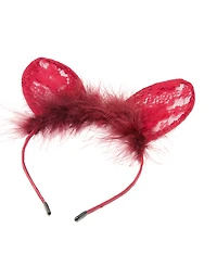 Red Lacy Fluffy Fabric Headband