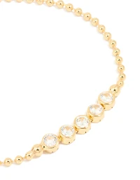 Gold Plated Cubic Zirconia Round Bezel Bracelet