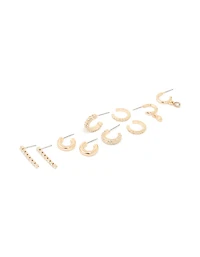 Pack de 5 boucles d’oreilles Gold Diamante Mixed Drop & Stud