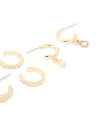 Pack de 5 boucles d’oreilles Gold Diamante Mixed Drop & Stud