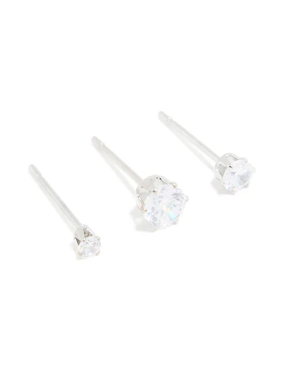 Surgical Steel Cubic Zirconia Graduating Stacker Earrings 3-Pack