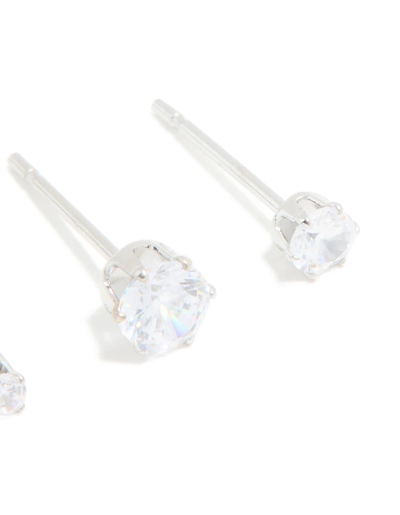 Surgical Steel Cubic Zirconia Graduating Stacker Earrings 3-Pack