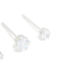 Surgical Steel Cubic Zirconia Graduating Stacker Earrings 3-Pack