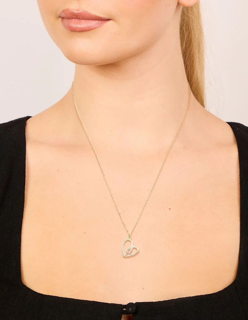 Grand collier en cœur en zircone cubique en argent sterling plaqué or