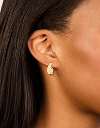 Boucles d’oreilles à anneau tourbillonnant en zircone cubique plaquées or