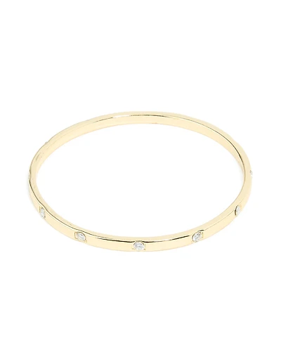 Gold Plated Cubic Zirconia Inlay Round Bangle