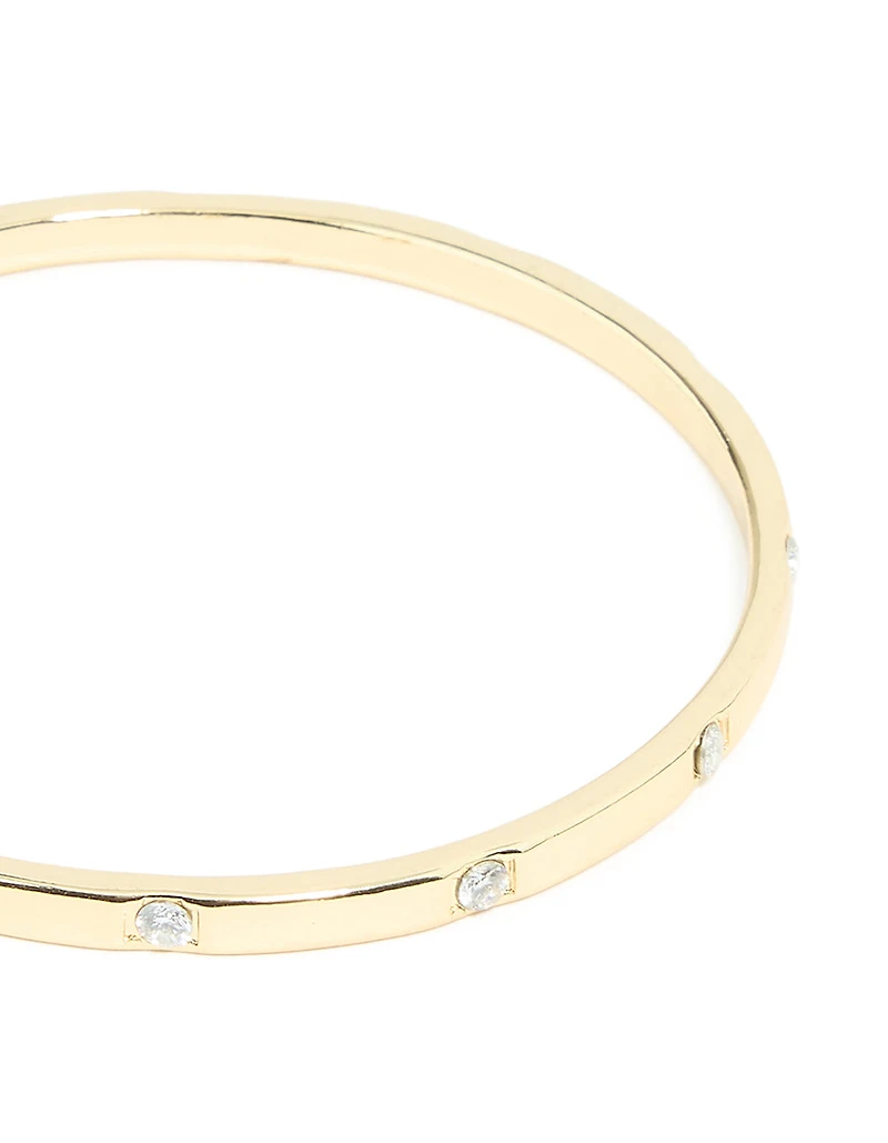 Gold Plated Cubic Zirconia Inlay Round Bangle
