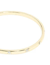 Gold Plated Cubic Zirconia Inlay Round Bangle