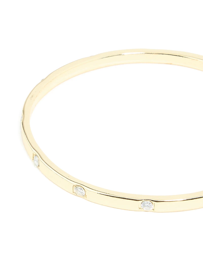 Gold Plated Cubic Zirconia Inlay Round Bangle