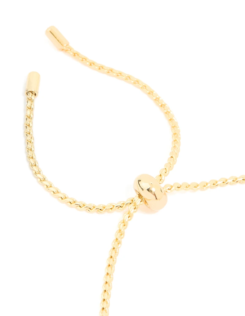 Gold Plated Cubic Zirconia Flower Detail Toggle Bracelet
