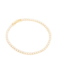 Gold Plated Cubic Zirconia Small Square Tennis Bracelet