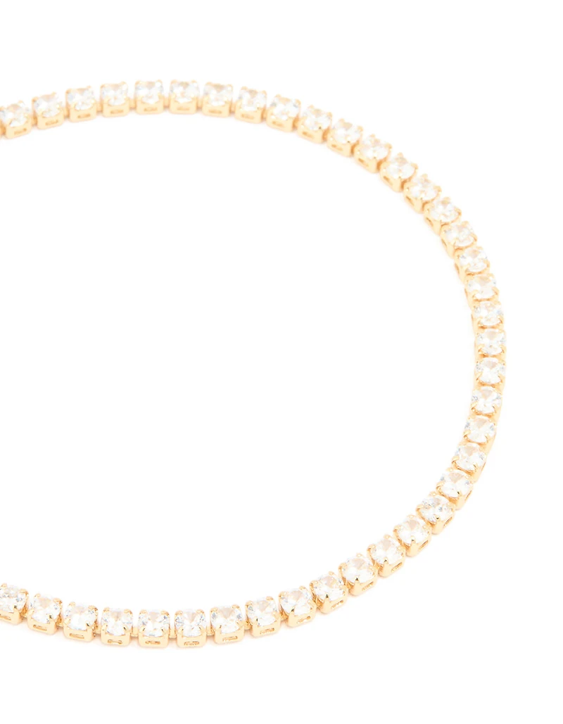 Gold Plated Cubic Zirconia Small Square Tennis Bracelet