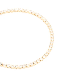 Gold Plated Cubic Zirconia Small Square Tennis Bracelet