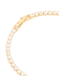 Gold Plated Cubic Zirconia Small Square Tennis Bracelet