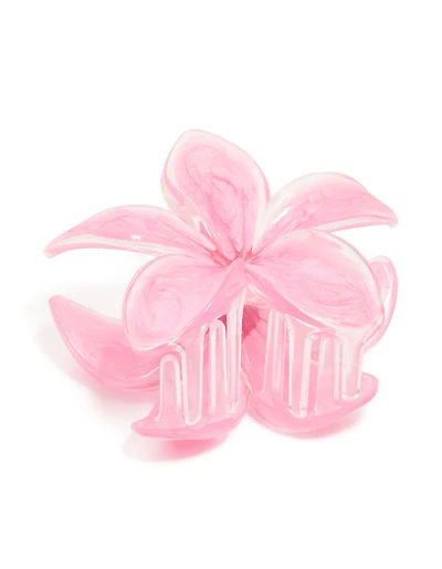 Pink Frangipani Flower Claw Clip