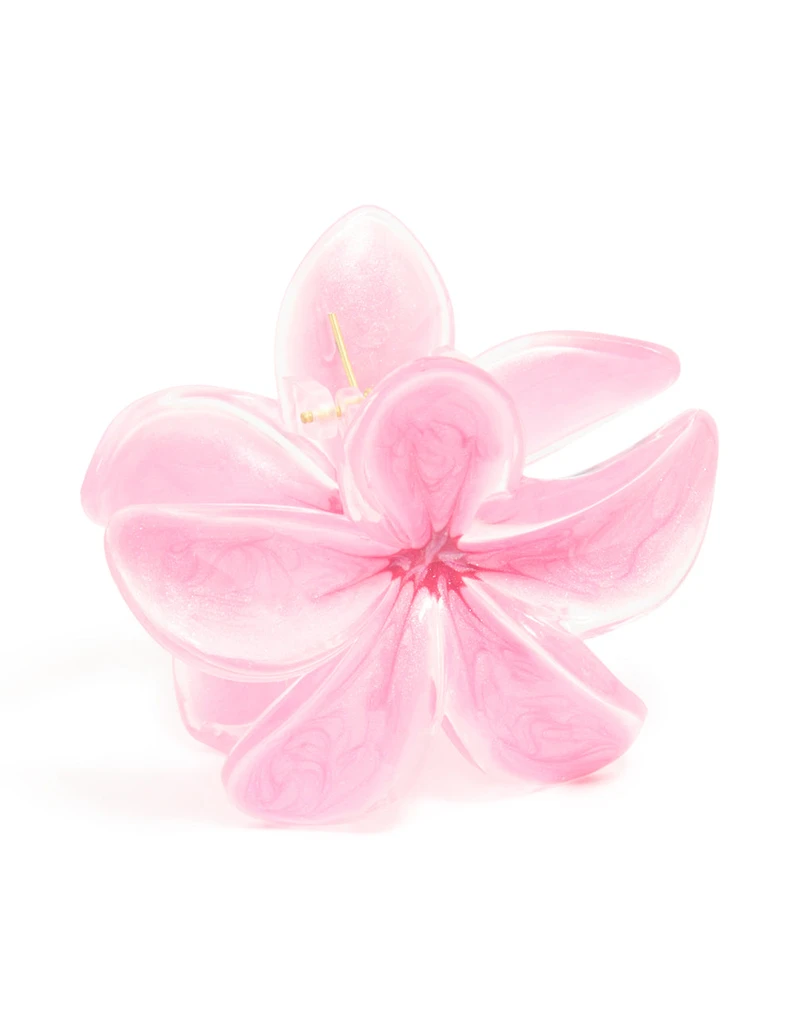 Pink Frangipani Flower Claw Clip
