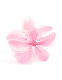 Pink Frangipani Flower Claw Clip