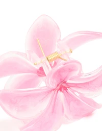 Pink Frangipani Flower Claw Clip