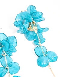 Grandes boucles d’oreilles tombantes en fleur acrylique bleue