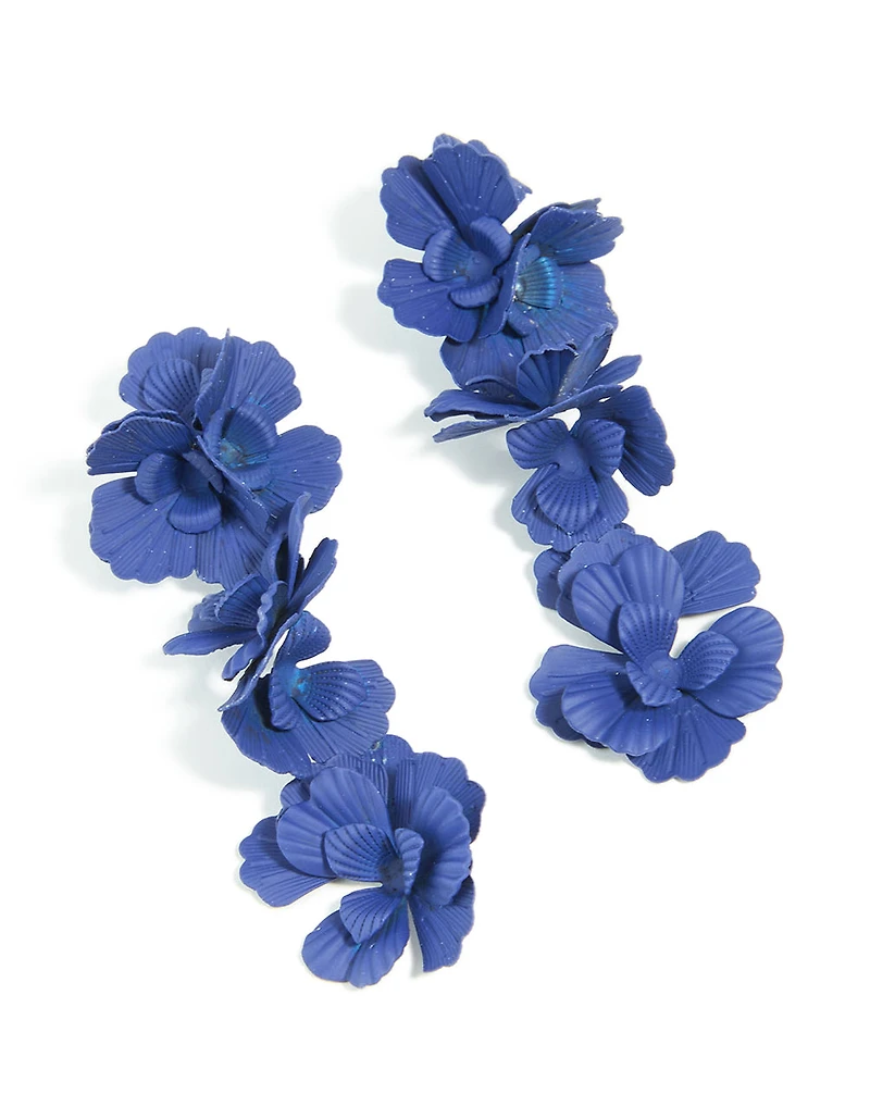 Boucles d’oreilles tombantes en métal triple à motifs bleus