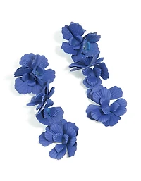 Boucles d’oreilles tombantes en métal triple à motifs bleus