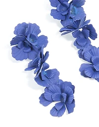 Boucles d’oreilles tombantes en métal triple à motifs bleus