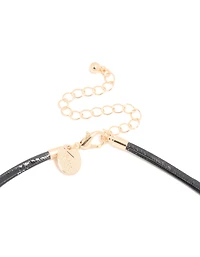 Gold Triple Bean Statement Cord Necklace