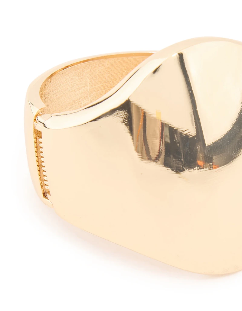 Gros bracelet doré lisse à charnière