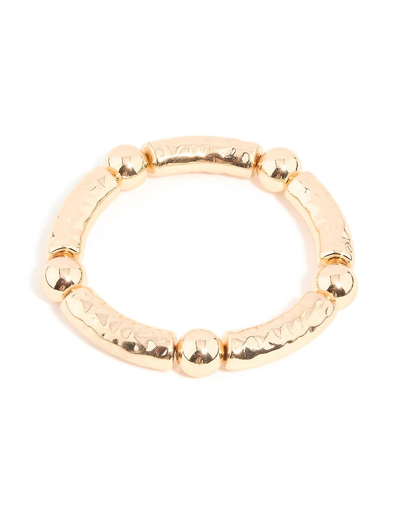 Gold & Blue Beaded Textured Stretch Bracelets 2-Pack