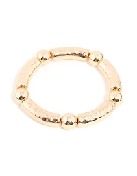 Gold & Blue Beaded Textured Stretch Bracelets 2-Pack