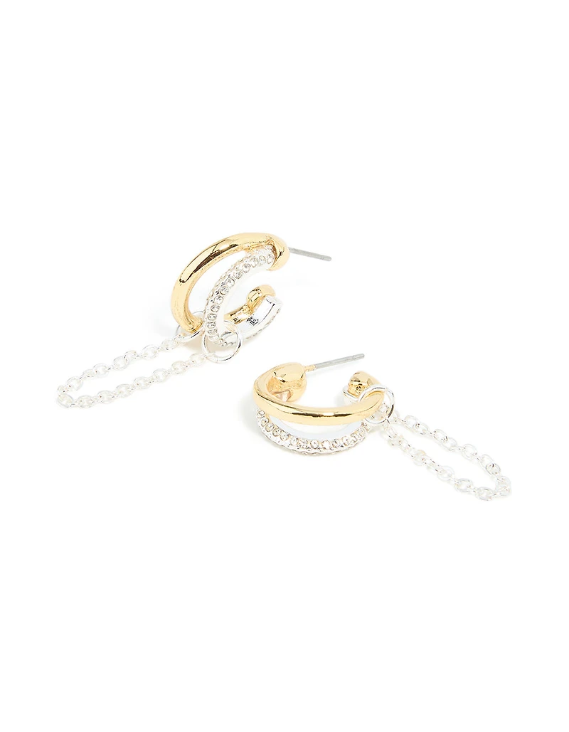 Boucles d’oreilles à cerceau en chaîne Mixed Metal Diamante Illusion