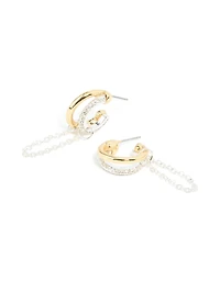 Boucles d’oreilles à cerceau en chaîne Mixed Metal Diamante Illusion