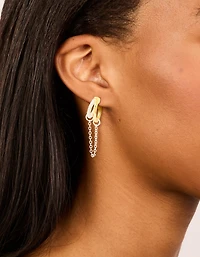 Mixed Metal Diamante Illusion Chain Hoop Earrings