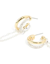 Boucles d’oreilles à cerceau en chaîne Mixed Metal Diamante Illusion