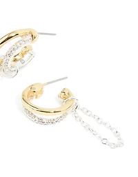 Boucles d’oreilles à cerceau en chaîne Mixed Metal Diamante Illusion