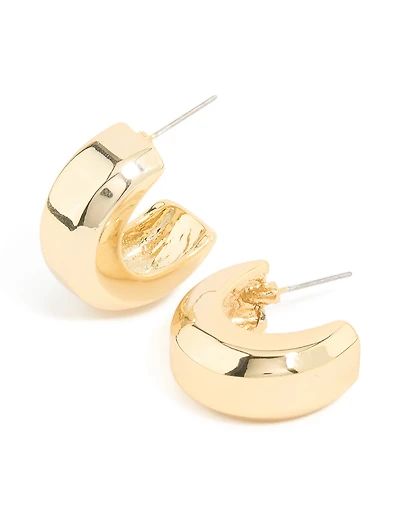 Gold Plated Square Chubby Hoop Earrings