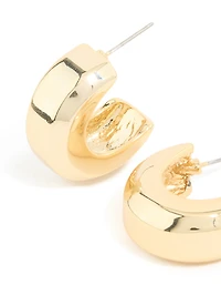 Gold Plated Square Chubby Hoop Earrings