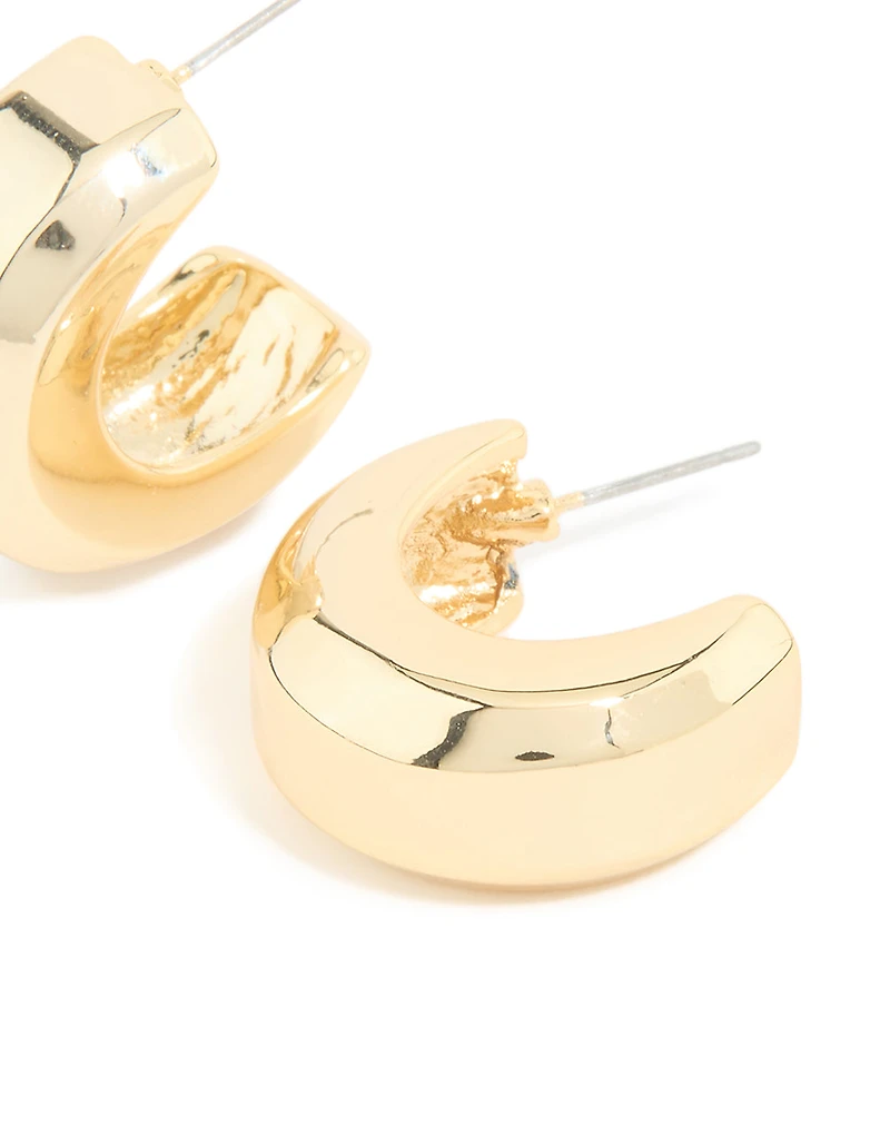 Gold Plated Square Chubby Hoop Earrings