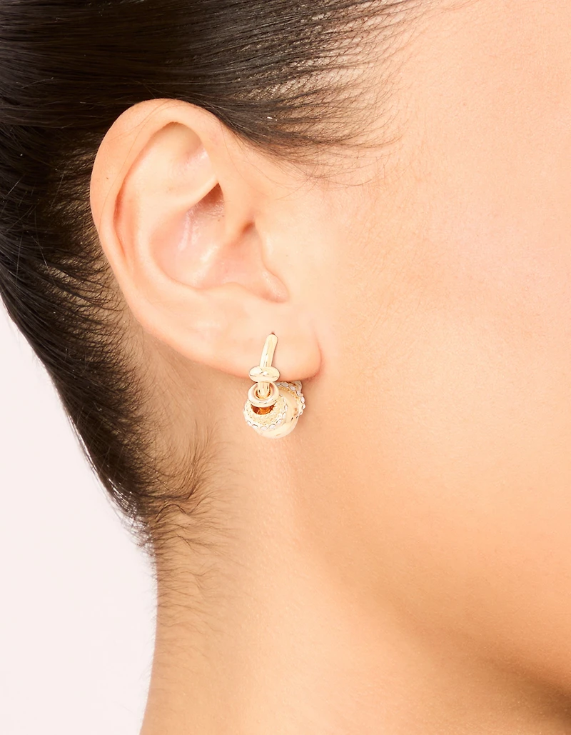 Gold Plated Diamante Rondell Hoop Earrings