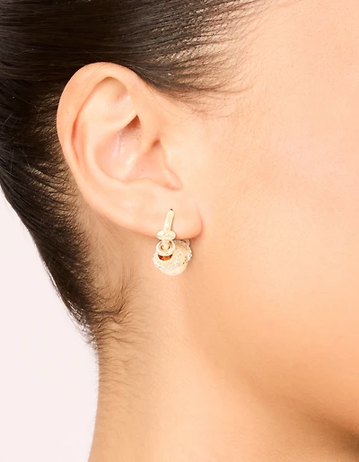 Gold Plated Diamante Rondell Hoop Earrings