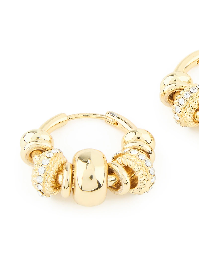 Gold Plated Diamante Rondell Hoop Earrings