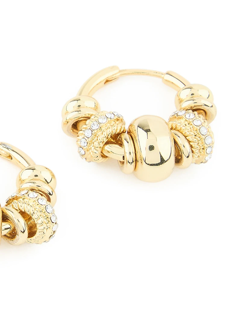 Gold Plated Diamante Rondell Hoop Earrings